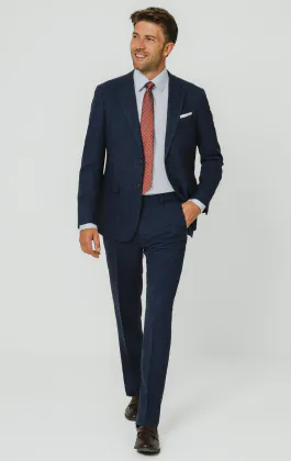 Blauw visgraat tweed colbert