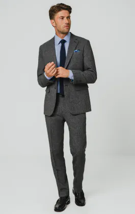 Grijs visgraat tweed colbert