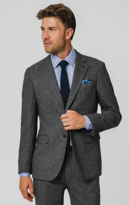 Grijs visgraat tweed colbert