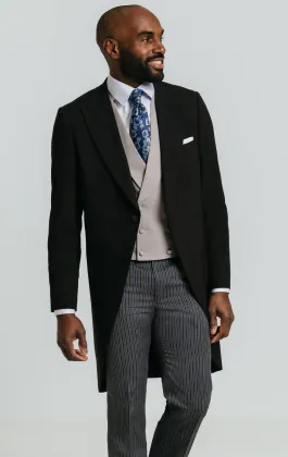 Zwarte slim fit jacquet jas