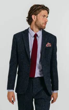 Harris Tweed blauw visgraat tweed colbert