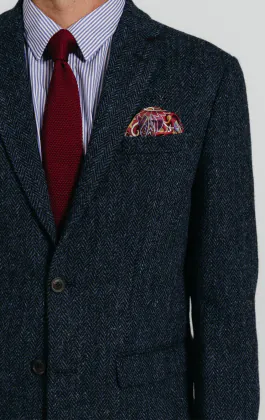 Harris Tweed blauw visgraat tweed colbert
