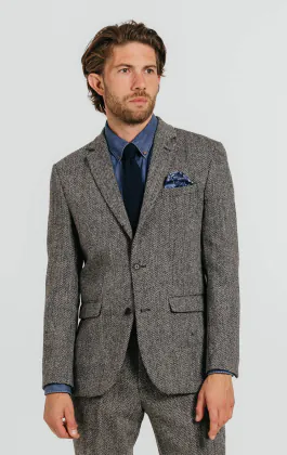 Harris Tweed grijs visgraat tweed colbert