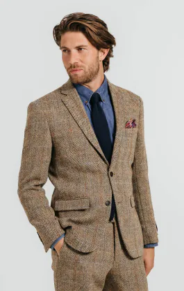 Harris Tweed bruin geruit tweed colbert
