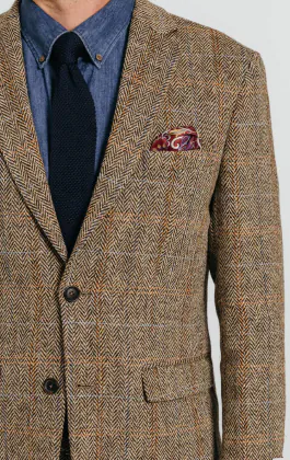 Harris Tweed bruin geruit tweed colbert