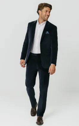 Marine blauw corduroy colbert