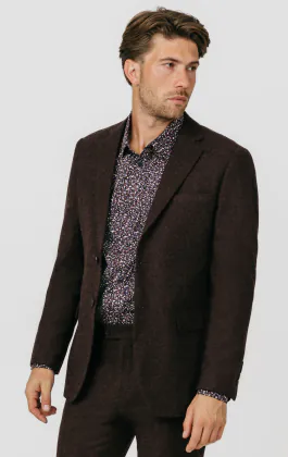 Bordeaux rood donegal tweed colbert