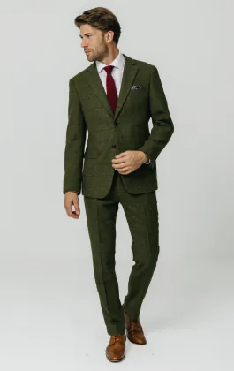 Groen groot geruit tweed colbert