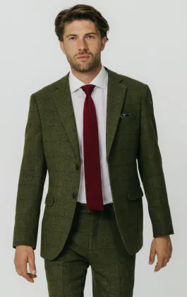 Groen groot geruit tweed colbert