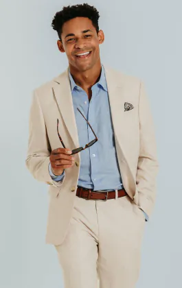 Crème linnen slim fit blazer