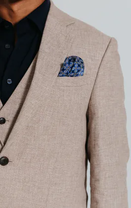 Zand kleurig linnen slim fit blazer