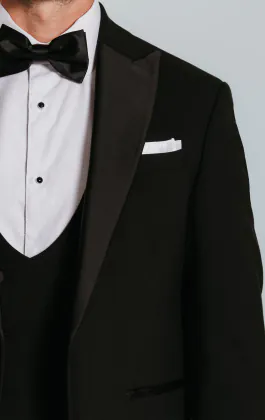 Zwarte slimfit smokingjas met piek revers