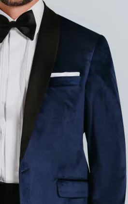 Marine blauw fluwelen smokingjas