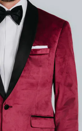 Bordeaux rood fluwelen smoking jas