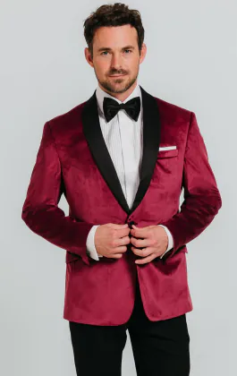 Bordeaux rood fluwelen smoking jas