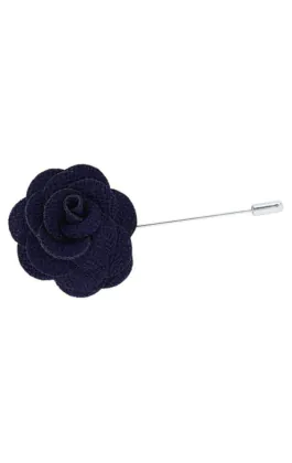 Donker blauwe bloem kraag speld