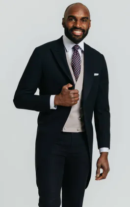 Navy visgraat jacquet met bijpassende broek