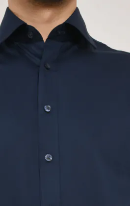 Marineblauw easy care overhemd van 100% katoen poplin