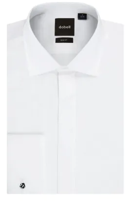 Wit slim-fit smokinghemd met klassieke kraag