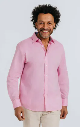 Roze linnen overhemd