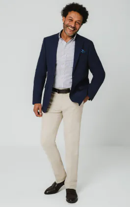 Blauw en wit gestreept Oxford overhemd