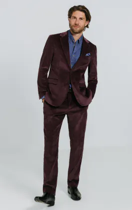 Bordeaux rood corduroy pak