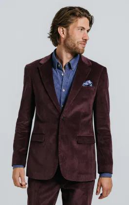 Bordeaux rood corduroy pak