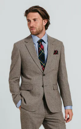 Bruin visgraat tweed pak