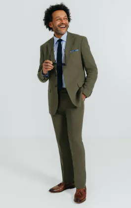 Groen linnen twill pak