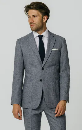 Blauw Donegal tweed kostuum