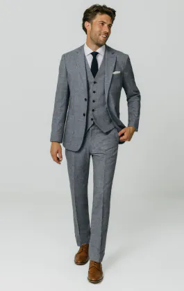 Blauw Donegal tweed 3 delig kostuum