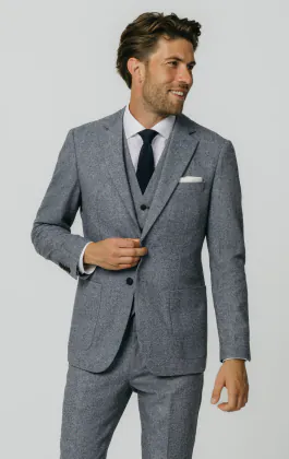Blauw Donegal tweed 3 delig kostuum