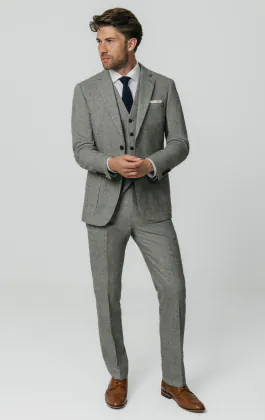 Light grijs Donegal tweed 3 delig kostuum