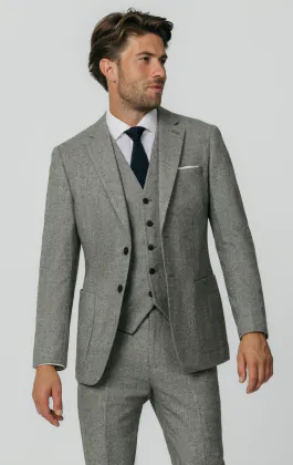 Light grijs Donegal tweed 3 delig kostuum