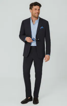 Marineblauw puur linnen pak