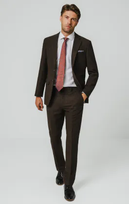 Donkerbruin Donegal tweed kostuum