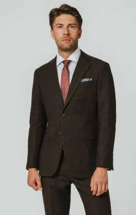 Donkerbruin Donegal tweed kostuum