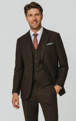 Donkerbruin Donegal tweed 3 delig kostuum