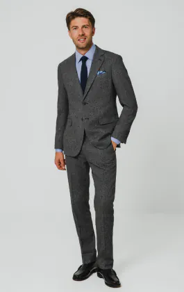 Grijs visgraat tweed 3 delig pak
