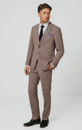 Roodhout visgraat tweed pak