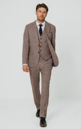 Roodhout visgraat tweed 3 delig pak