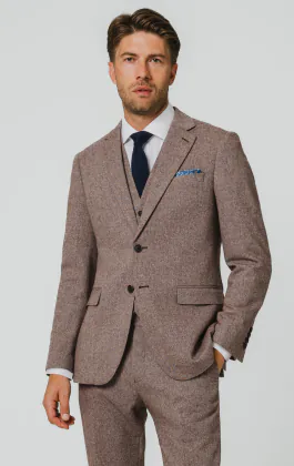 Roodhout visgraat tweed 3 delig pak