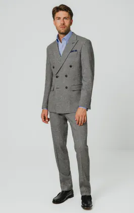 Grijs twill tweed pak