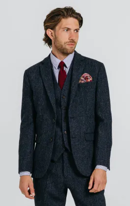 Harris Tweed blauw kostuum met visgraat patroon