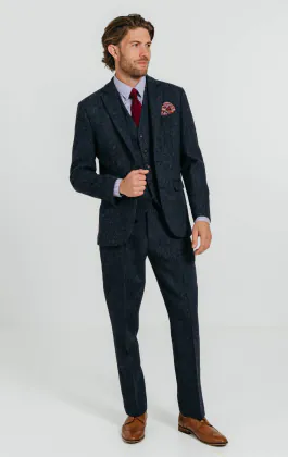 Harris Tweed blauw kostuum met visgraat patroon