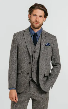 Harris Tweed grijs kostuum met visgraat patroon