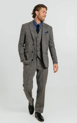Harris Tweed grijs kostuum met visgraat patroon