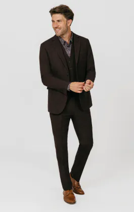 Bordeaux rood donegal tweed 3 delig kostuum