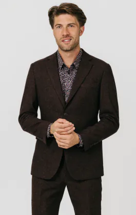 Bordeaux rood donegal tweed kostuum