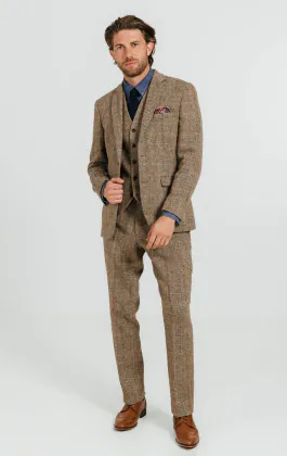Harris Tweed bruin groot geruit kostuum